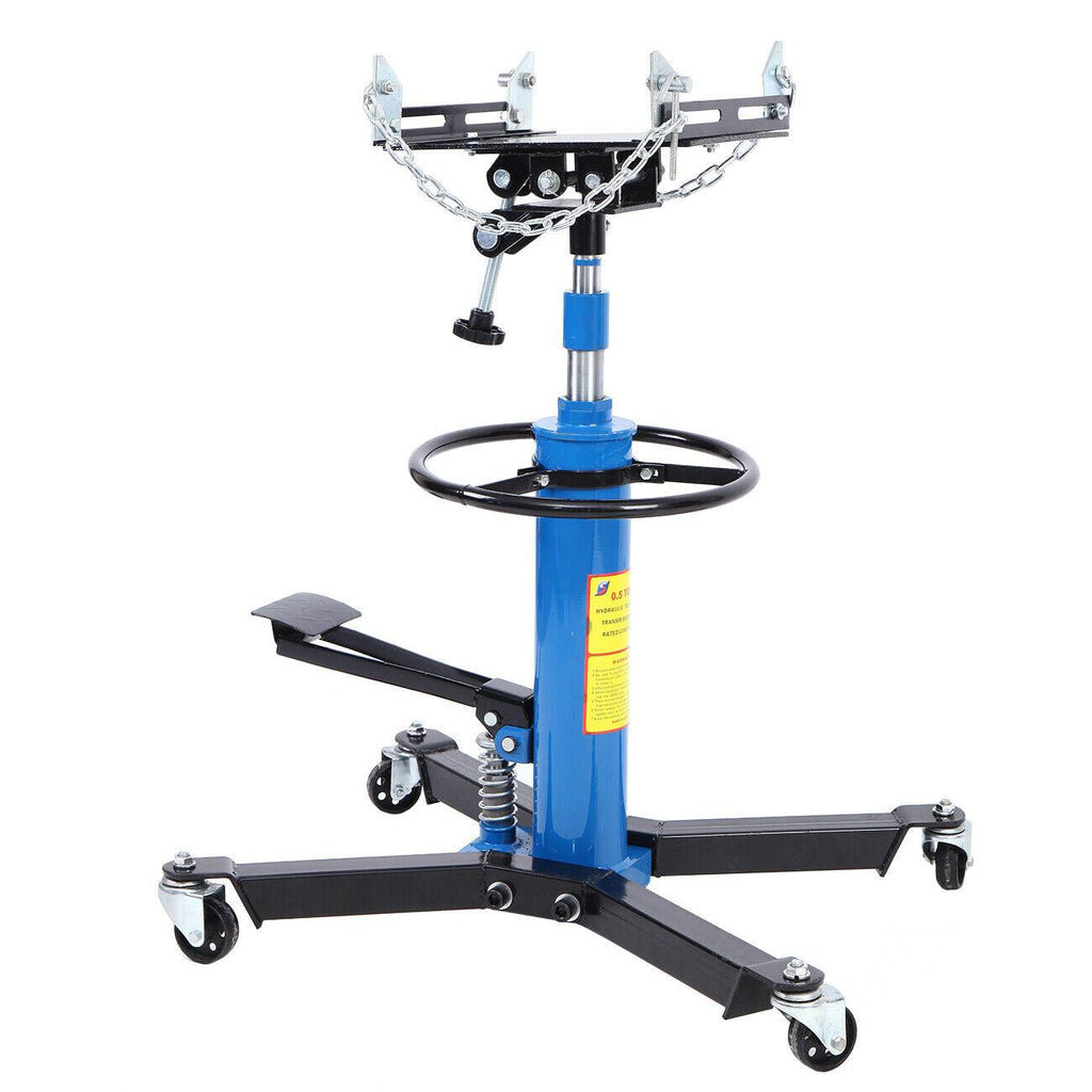 1100LBS 2 Stage Hydraulic Transmission Jack w/ 360°Swivel Wheels Lift Hoist Blue