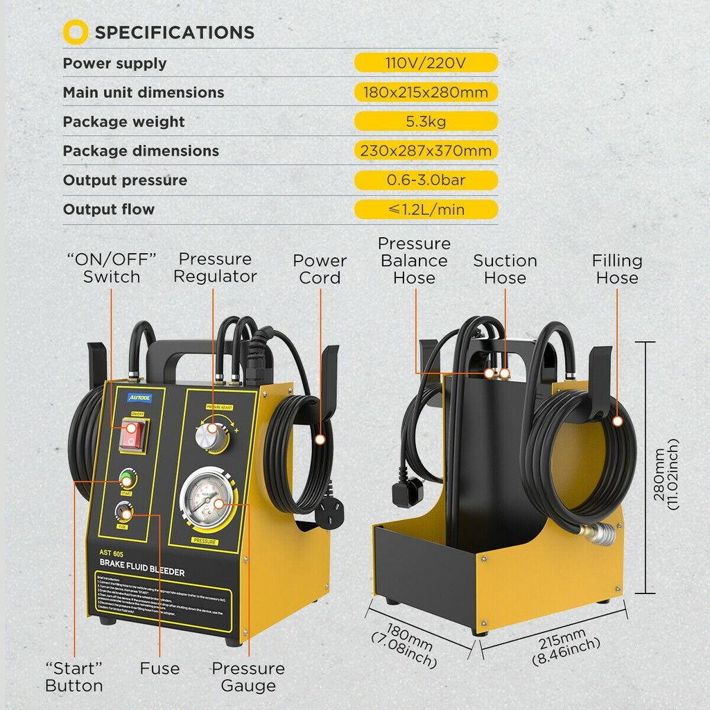 AST-605 Truck Brake Fluid Bleeder Brake Exchange Machine Oil Machine 4 Pump 110V