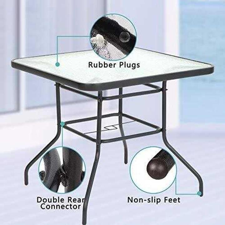 5 Piece Wicker Patio Dining Set. Outdoor Rattan Table and Chairs Sets for 4. Tempered Glass Top with Umbrella Hole Great for Deck Garden Yard Balcony. Black