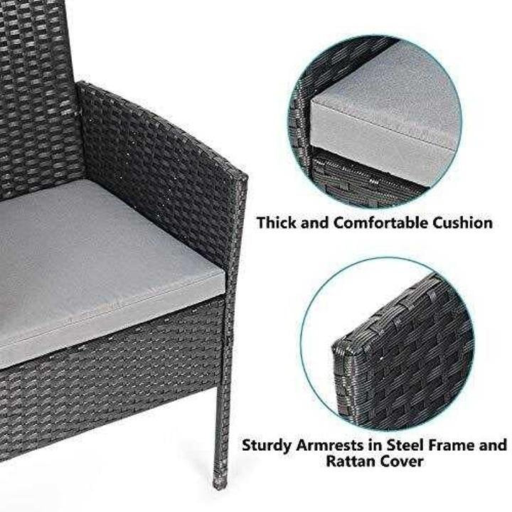 5 Piece Wicker Patio Dining Set. Outdoor Rattan Table and Chairs Sets for 4. Tempered Glass Top with Umbrella Hole Great for Deck Garden Yard Balcony. Black